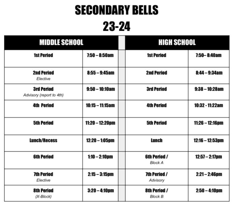 Secondary Bell Schedule